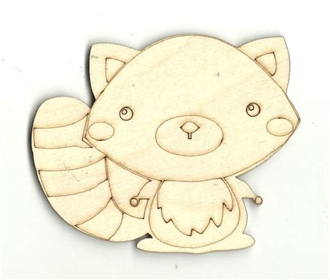 Raccoon Laser Cut Out Unfinished Engraved Wood Shape Craft Etsy