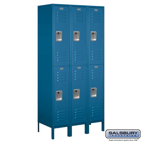 12 Wide Double Tier Standard Metal Locker 3 Wide 6 Feet High 18