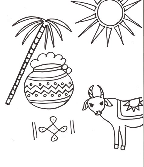 Pongal Coloring Pages Drawing Free Image Download
