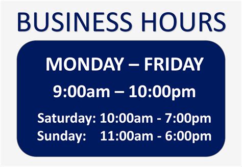 Business Hours Sign Template Free