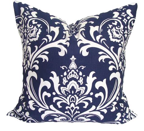 Navy blue & white damask | Damask throw pillows, Damask ...