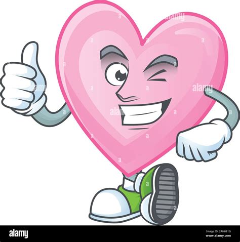 Personaje De Dibujos Animados De Amor Rosa Haciendo Gestos Thumbs Up Imagen Vector De Stock Alamy