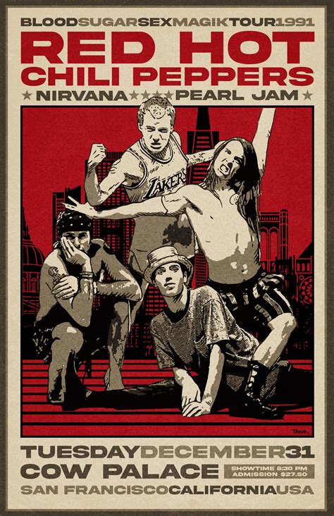red hot chili peppers concert poster 11 x 17 — the artworks of dean tomasek