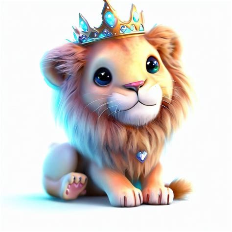 Premium AI Image A Cartoon Lion With A Crown On Its Head