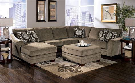 Living Room Comfy Grey Microfiber Large U Shaped Sectional Sofa
