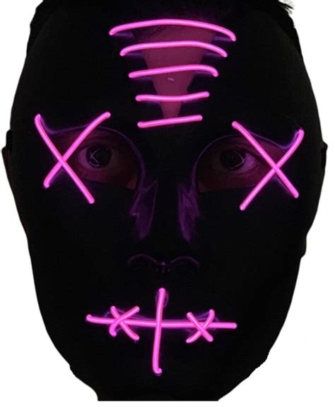 Light Up Led Stitches Mask Costume Halloween Rave Cosplay Purge Party