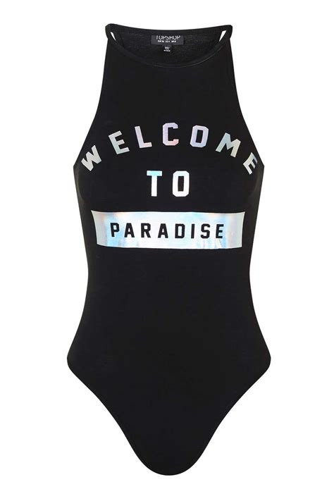 Paradise Foil Body Topshop Outfit Fashion Clothes Women Bodysuit
