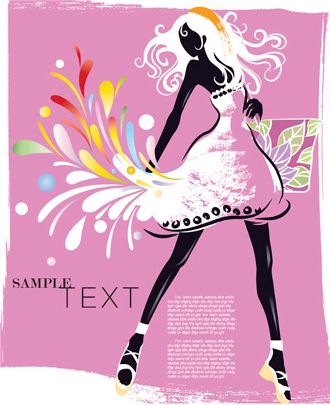 Set Of Fashion Girl Vector Graphic 05 Free Download