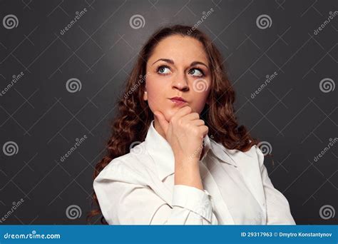 Serious Woman Thinking Stock Image Image Of Grey Dark 29317963