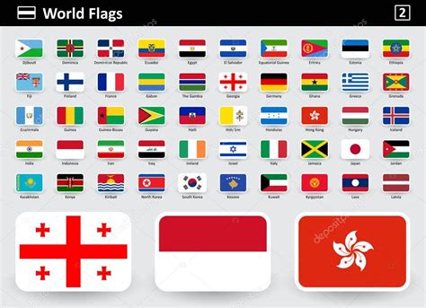 Flag Icons Of The World With Names In Alphabetical Order — Vetor De