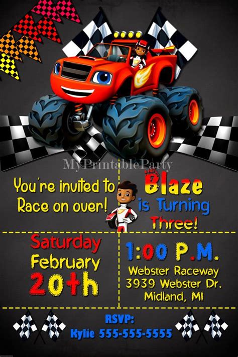 10 diy blaze monster machines party ideas that will help you come up with great ideas for your party. Blaze and the Monster Machines Birthday Invitations-Blaze Invitation-Mons… | Invitaciones de ...
