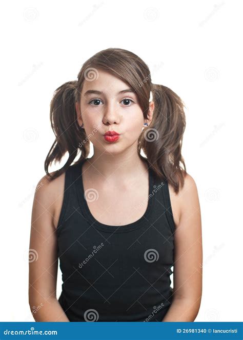 Portrait Of Cute Teen Girl With Pony Tails Stock Image Image Of Girl 112
