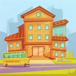 Dibujos: edificios de escuelas a color | Fondo de dibujos animados de ...