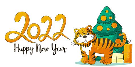New Year 2022 Cartoon Illustration For Postcards Calendars Posters
