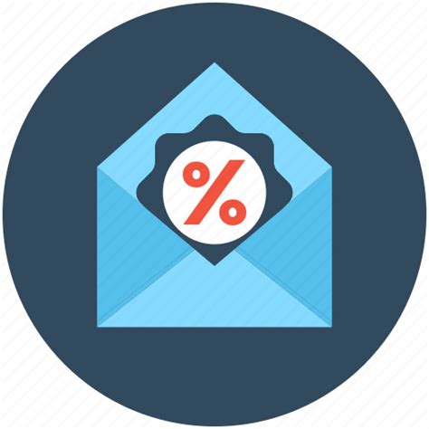 Discount label, discount offer, discount tag, envelope, percentage icon