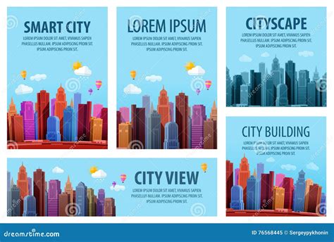 Big Modern City Vector Banners Of The Urban Landscape Stock Vector
