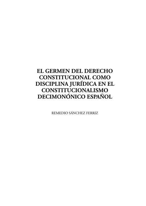 Pdf El Germen Del Derecho Constitucional Como Disciplina Jurídica En El Constitucionalismo