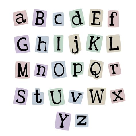 Lindo color nude yk alfabeto retro abc letras mensaje anónimo de la revista Vector Premium