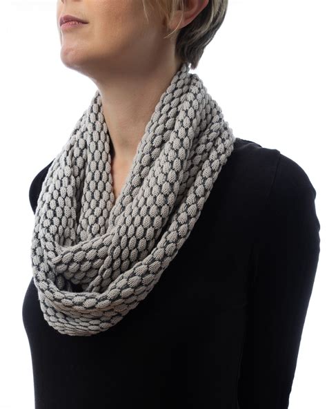 Pearl And Slate Grey Textured Cotton Infinity Scarf The British Craft