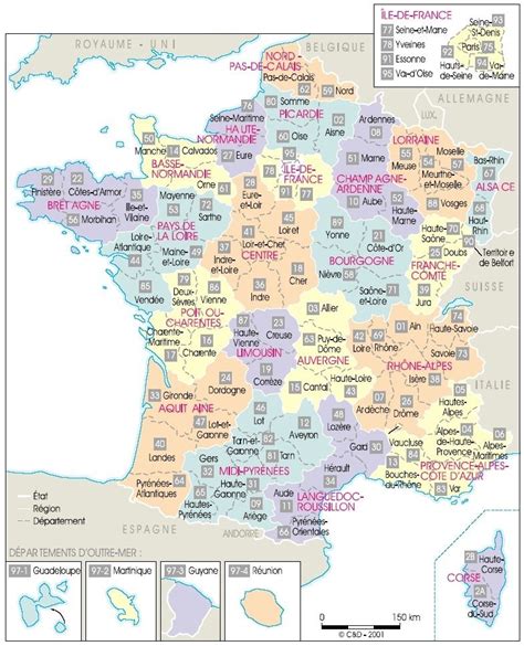 Mapa De Regiones Y Departamentos De Francia Estación Claridad Ap