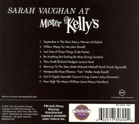 Entre Musica Sarah Vaughan And Her Trio Live At Mister Kellys Chicago 1957