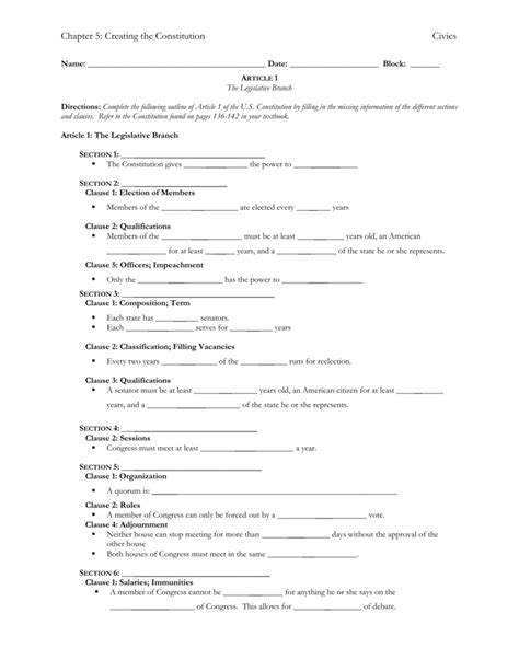30 a very big branch worksheet. Outlining The Constitution Worksheet Answers