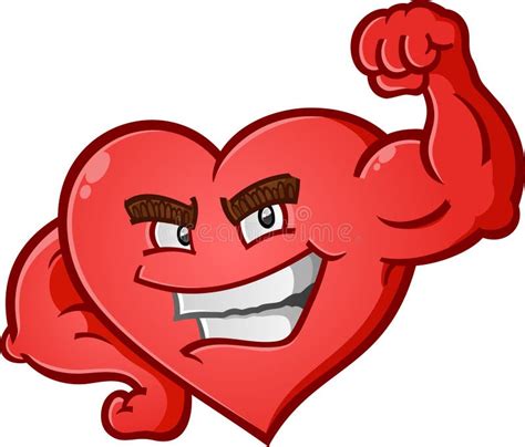 Heart Flexing Muscles Cartoon Character Stock Vector Illustration Of