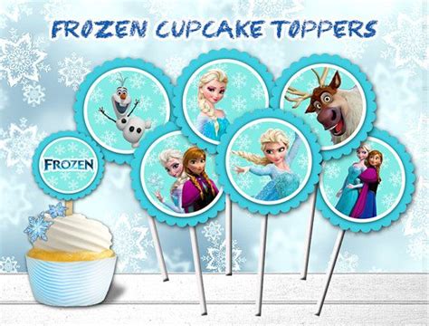 Frozen Cupcake Toppers Are Shown With Frosting