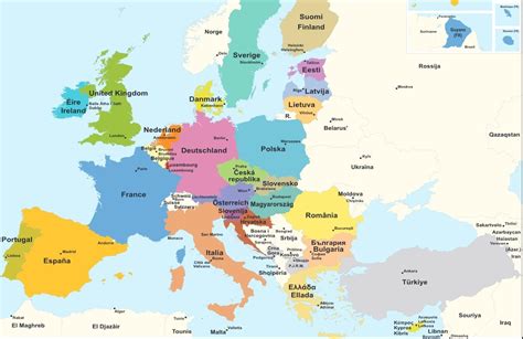 Landkaart Van Europa Met Hoofdsteden Kaart
