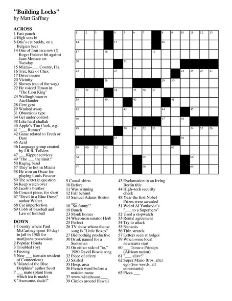 Printable Crossword Puzzle Medium Difficulty Printable Crossword Puzzles