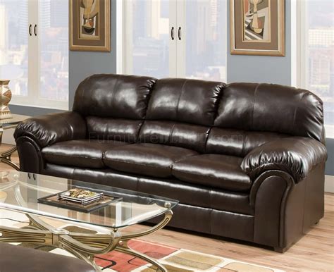 Vintage Bonded Leather Sofa And Loveseat Set Wheavily Padded Back