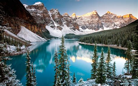 Moraine Lake At Winter Alberta Canada Hd Wallpaper