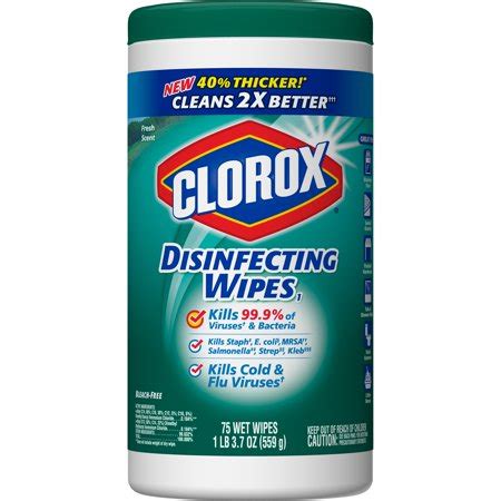 Disinfect and deodorize with clorox® disinfecting wipes for a. Clorox Disinfecting Wipes, Fresh Scent - 75 ct - Walmart.com