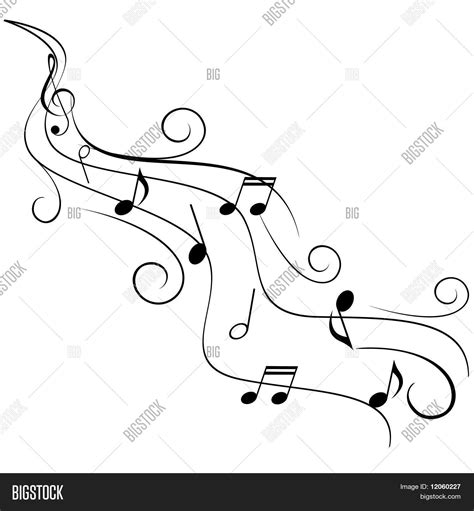 Music Notes On Swirl Vector And Photo Free Trial Bigstock