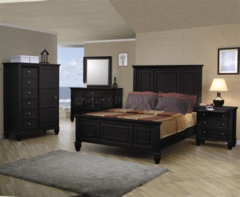 Black Finish Classic 5 Pc Bedroom Set Woversized Headboard Bed
