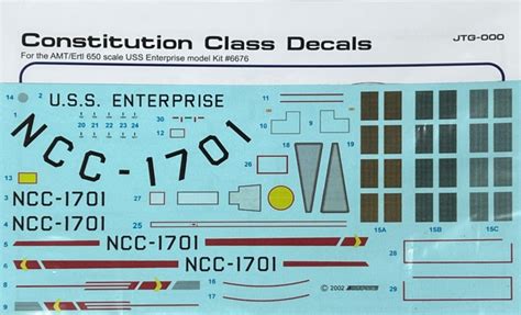 Constitution Class Decals 1650 18 Kit From Jtgraphics J