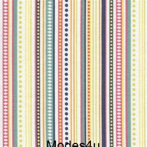 Cute Colorful Dot Diamond Shape Stripe Fabric By Timeless