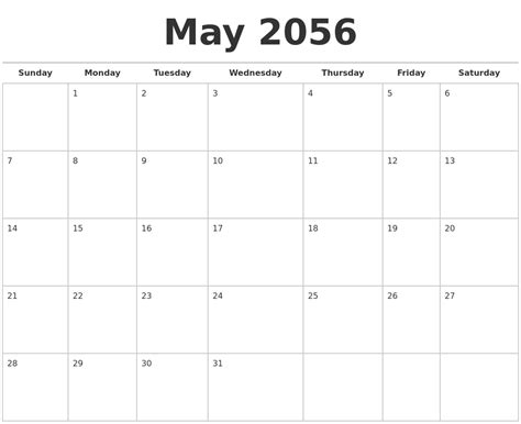 May 2056 Calendars Free