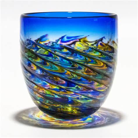 Art Glass Vase Blown Glass With A Multicolored Swirled Swagged And Twisted Pattern Tall