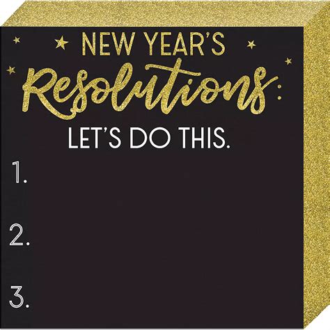Glitter Gold New Years Resolutions Chalkboard Sign 7 12in X 7 12in