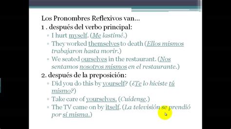 Pronombres Reflexivos e Intensivos en Inglés English Reflexive and