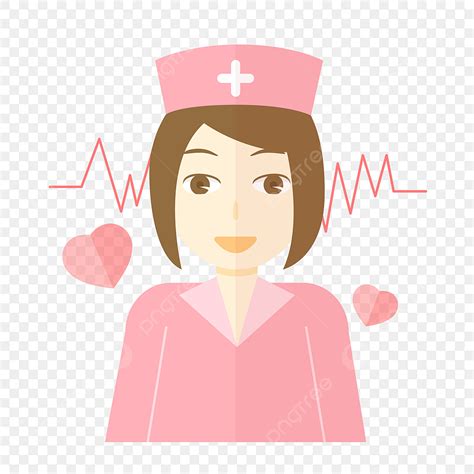 Gambar Ilustrasi Perawat Medis Kartun Jas Perawat Merah Muda Topi