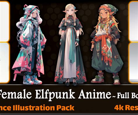 Artstation 200 Female Elfpunk Anime Full Body Reference Pack 4k