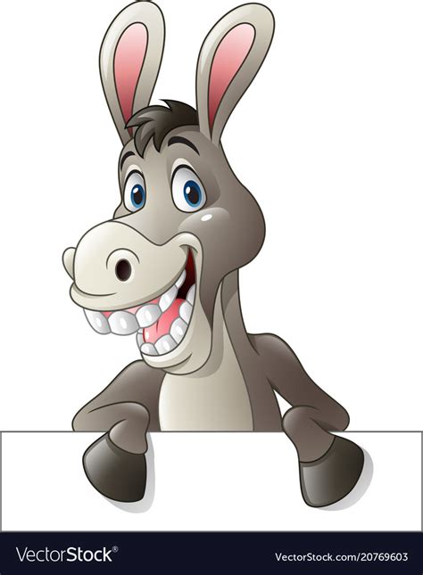 Cartoon Funny Donkey Holding Blank Sign Royalty Free Vector
