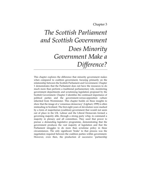 The Scottish Parliament And Scottish Government Does Minority
