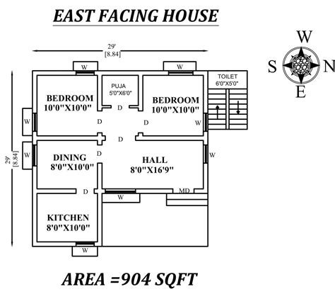 29x29 The Perfect 2bhk East Facing House Plan As Per Vastu Shastra