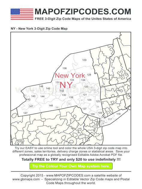 Fillable Online New York Usa Zipcode Maps 3 Digit Zip Code Map Fax Email Print Pdffiller