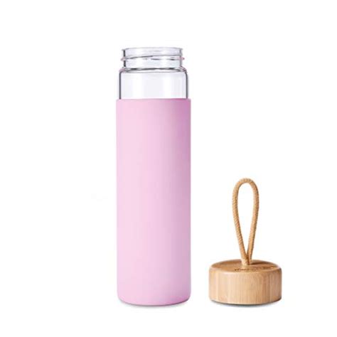 Yomious 20 Oz Borosilicate Glass Water Bottle With Bamboo Lid And