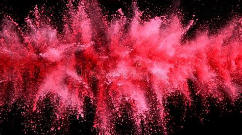 Explosion Of Pink Colored Powder Isolated On White Background Stock