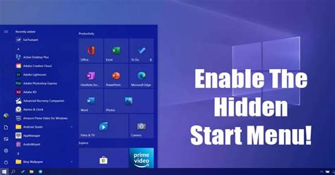 How To Enable The Hidden Start Menu Of Windows 10